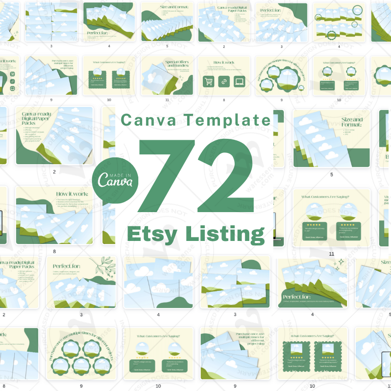 72-Page Modern Minimalist Canva Template for Etsy Listings | Brown Aesthetic