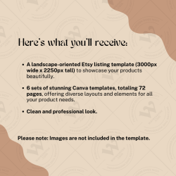 72-Page Modern Minimalist Canva Template for Etsy Listings | Brown Aesthetic