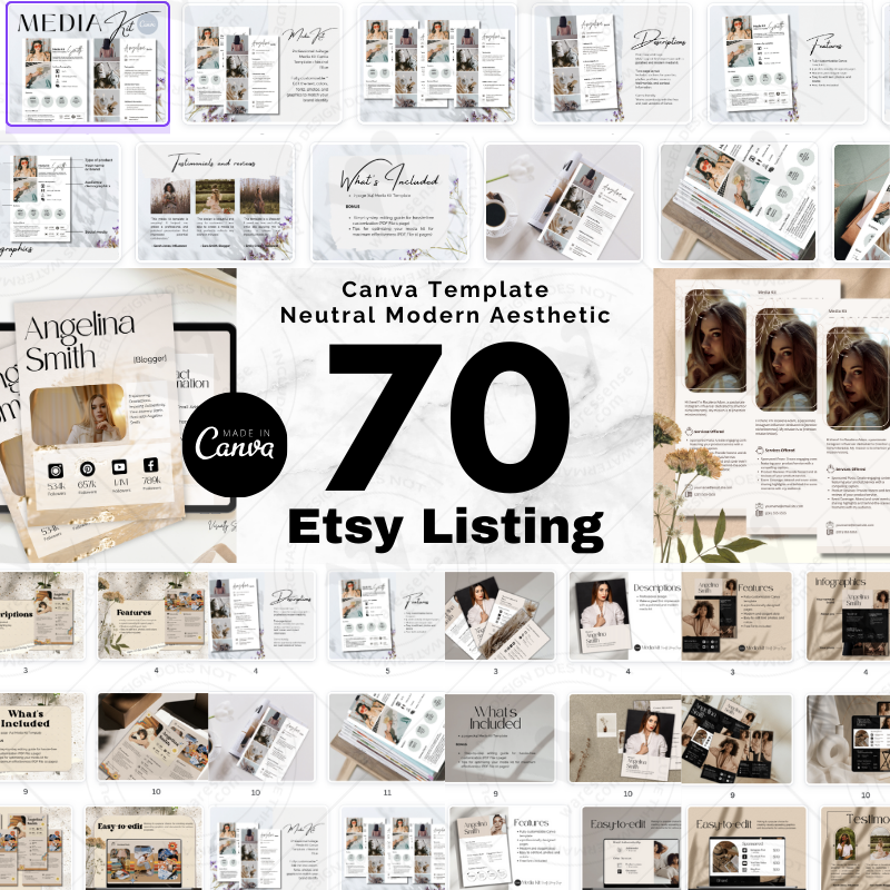 Canva Template Pack: 70 Editable Infographic Designs for Etsy Sellers