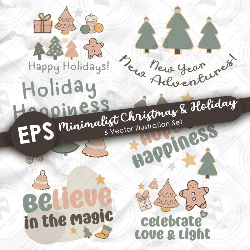 Vector illustration set features cozy and festive elements perfect for Christmas and winter