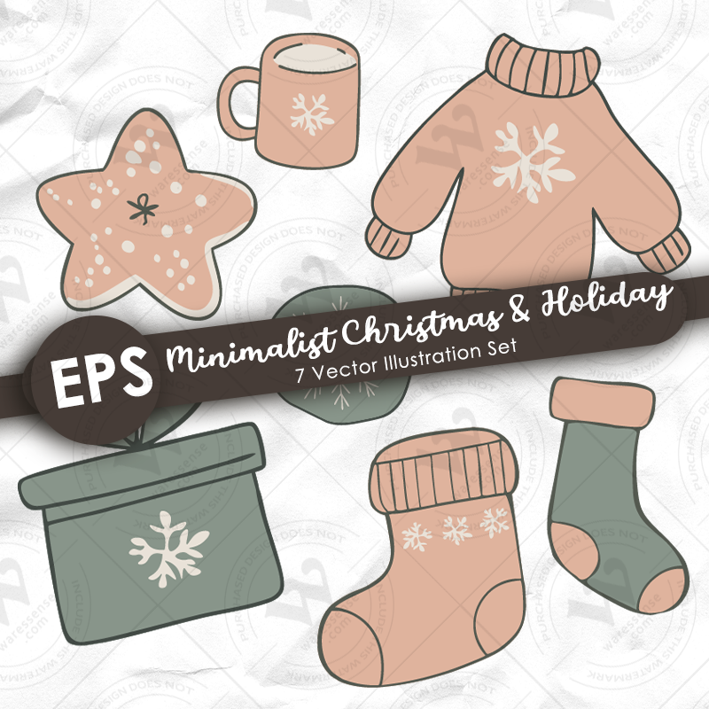 Vector illustration set features cozy and festive elements perfect for Christmas and winter