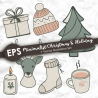 Vector illustration set features cozy and festive elements perfect for Christmas and winter