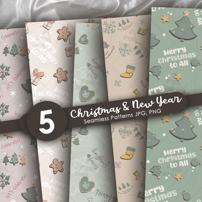 Christmas & New Year Pastel Pattern Set