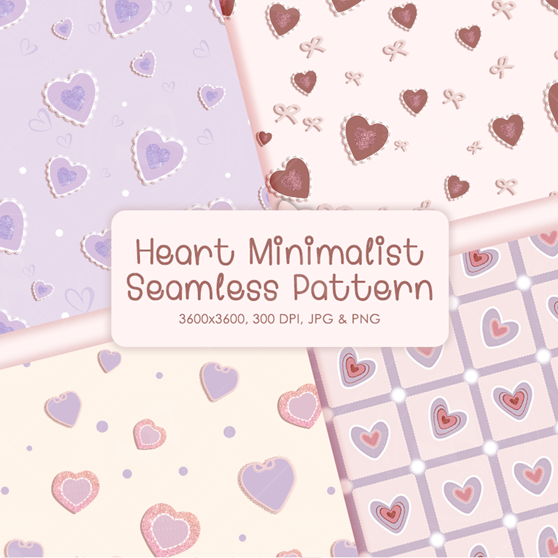 Minimalist Glittering Heart Seamless Pattern