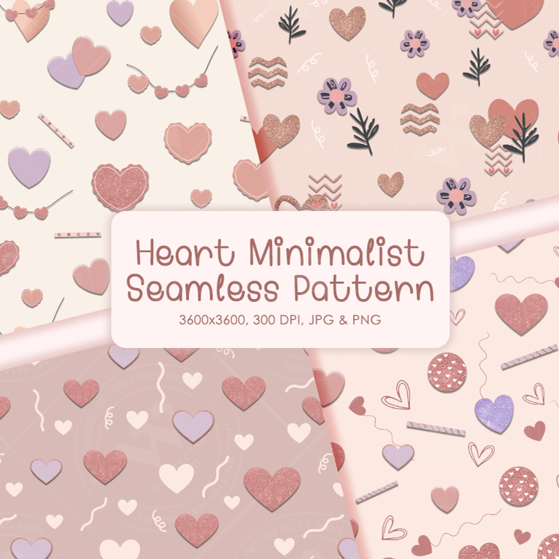 Minimalist Glittering Heart Seamless Pattern