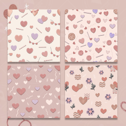 Minimalist Glittering Heart Seamless Pattern