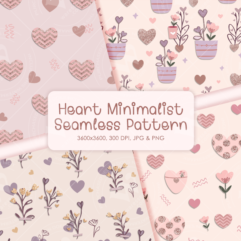 Minimalist Glittering Heart Seamless Pattern