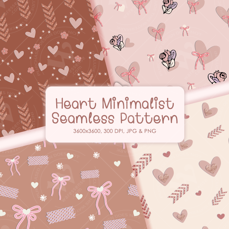 Minimalist Glittering Heart Seamless Pattern