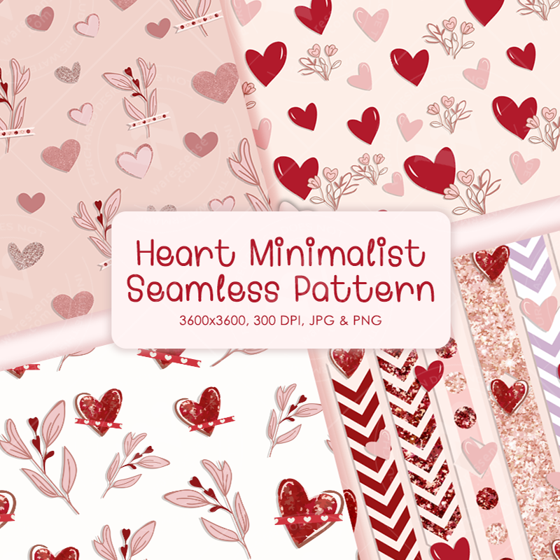 Minimalist Glittering Heart Seamless Pattern