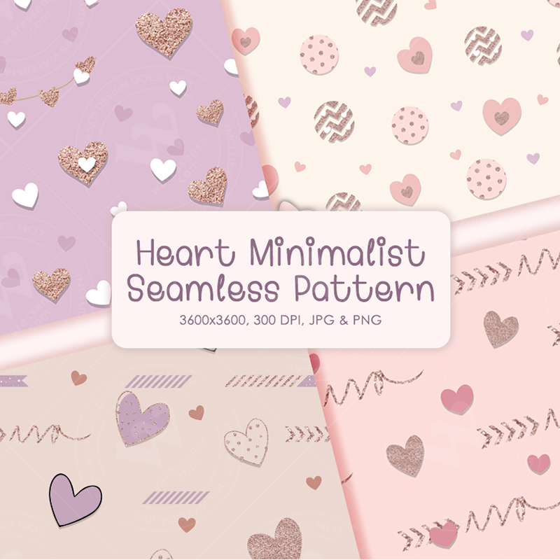 Minimalist Glittering Heart Seamless Pattern