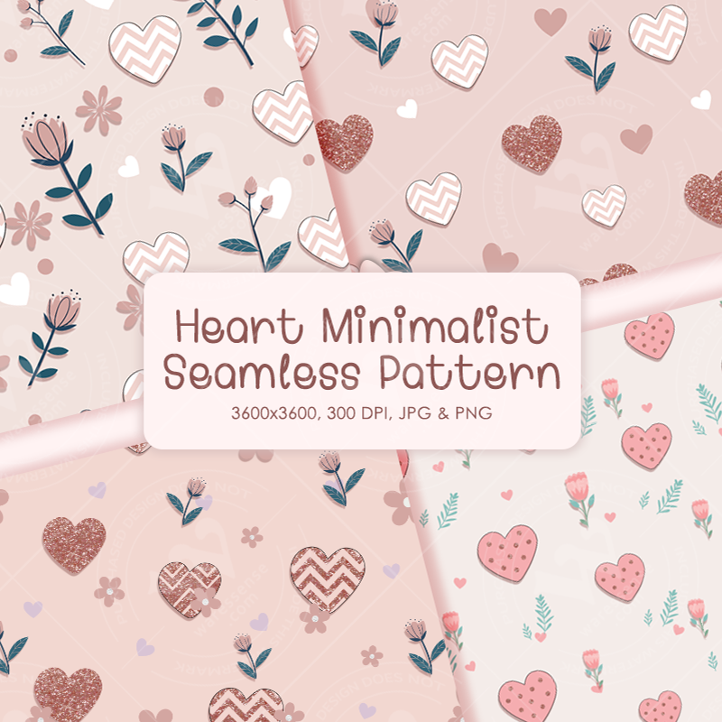 Minimalist Glittering Heart Bliss Seamless Pattern