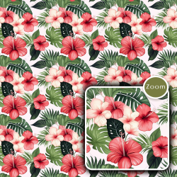 4 Tropical Seamless Patterns, Hawaiian Floral Collection ( JPG))