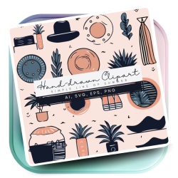Hand-drawn blush and blue,...