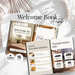 Airbnb Welcome Book Canva Template, Editable Host Binder, Printable House Manual Guide, Vacation Rental Guest Packet