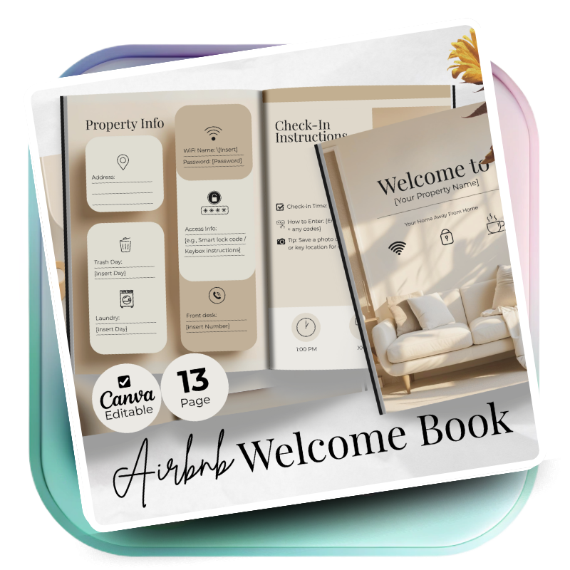 Airbnb Welcome Book Canva Template Editable Host Binder Printable House Manual Guide Vacation Rental Guest Packet