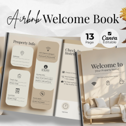 Airbnb Welcome Book Canva Template Editable Host Binder Printable House Manual Guide Vacation Rental Guest Packet