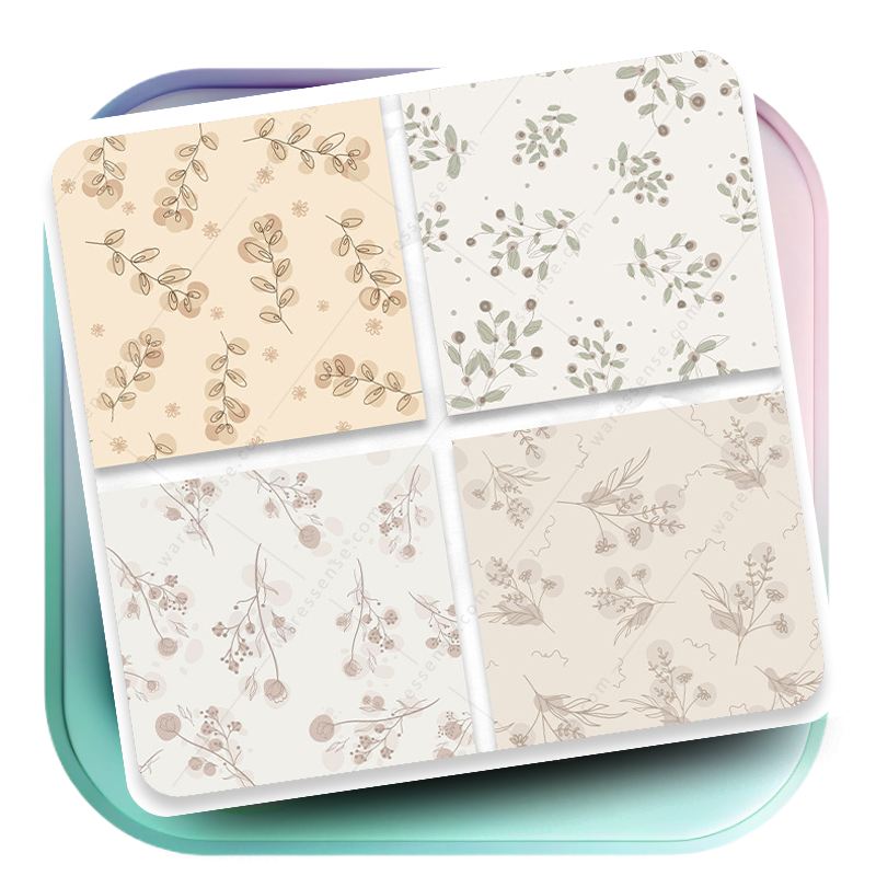 Minimalist Neutral Floral Patterns Seamless Digital Paper for Design and Printing