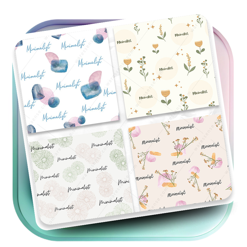 Minimalist Neutral Floral Patterns Seamless Digital Paper for Design and Printing