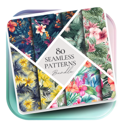 80 Tropical Floral Seamless...