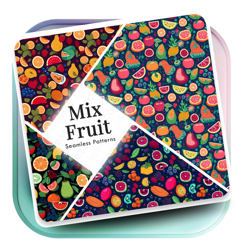 Seamless Fruit Patterns Collection Tropical Vibrant Juicy Digital Backgrounds