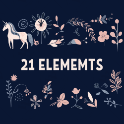 Minimalist Unicorn Clipart Pack, 21 Cute Vector Unicorns, PNG 300 DPI, SVG, AI, EPS Source Files Instant Download
