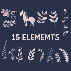 Minimalist Unicorn Clipart Pack, 15 Cute Vector Unicorns, PNG 300 DPI, SVG, AI, EPS Source Files Instant Download