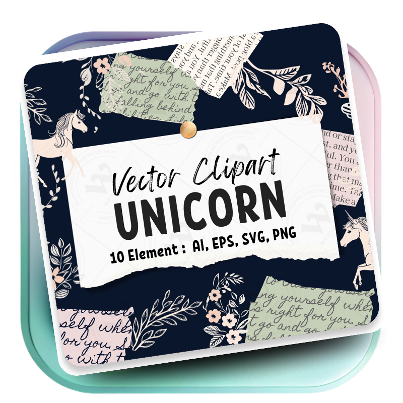 Minimalist Unicorn Clipart Pack, 10 Cute Vector Unicorns, PNG 300 DPI, SVG, AI, EPS Source Files Instant Download
