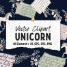 Minimalist Unicorn Clipart Pack, 10 Cute Vector Unicorns, PNG 300 DPI, SVG, AI, EPS Source Files Instant Download