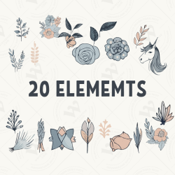 Minimalist Unicorn Clipart Pack, 20 Cute Vector Unicorns, PNG 300 DPI, SVG, AI, EPS Source Files Instant Download
