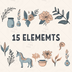 Minimalist Unicorn Clipart Pack, 15 Cute Vector Unicorns, PNG 300 DPI, SVG, AI, EPS Source Files Instant Download