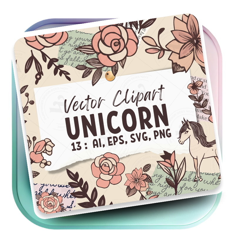 Minimalist Unicorn Clipart Pack, 13 Cute Vector Unicorns, PNG 300 DPI, SVG, AI, EPS Source Files Instant Download