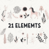 Minimalist Unicorn Clipart Pack, 21 Cute Vector Unicorns, PNG 300 DPI, SVG, AI, EPS Source Files Instant Download