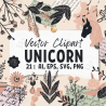 Minimalist Unicorn Clipart Pack, 21 Cute Vector Unicorns, PNG 300 DPI, SVG, AI, EPS Source Files Instant Download