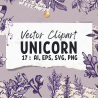 Minimalist Unicorn Clipart Pack, 17 Cute Vector Unicorns, PNG 300 DPI, SVG, AI, EPS Source Files Instant Download