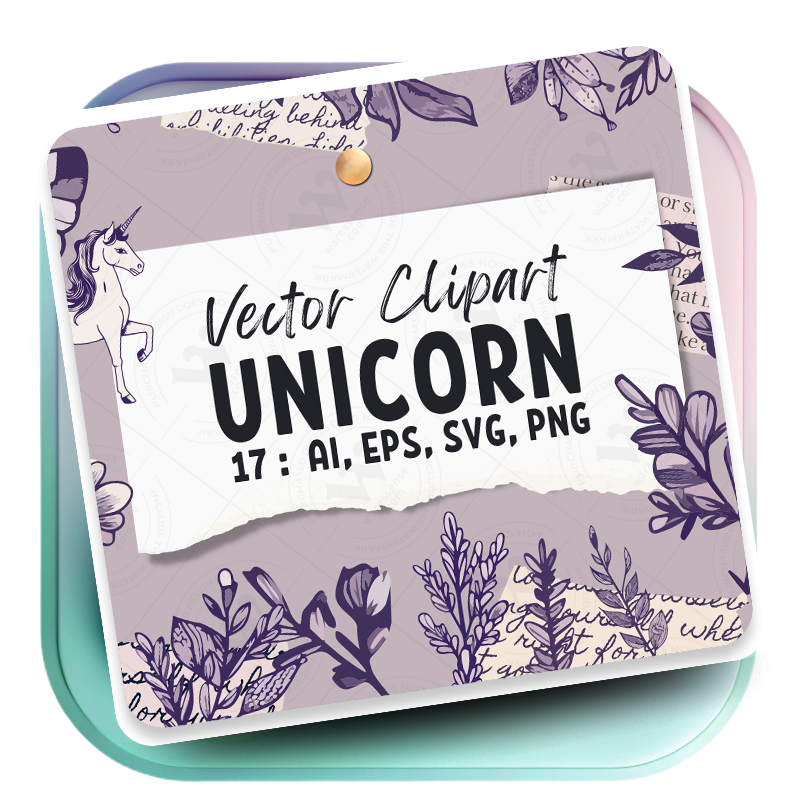 Minimalist Unicorn Clipart Pack, 17 Cute Vector Unicorns, PNG 300 DPI, SVG, AI, EPS Source Files Instant Download
