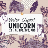 Minimalist Unicorn Clipart Pack, 13 Cute Vector Unicorns, PNG 300 DPI, SVG, AI, EPS Source Files Instant Download