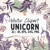 Minimalist Unicorn Clipart Pack, 22 Cute Vector Unicorns, PNG 300 DPI, SVG, AI, EPS Source Files Instant Download