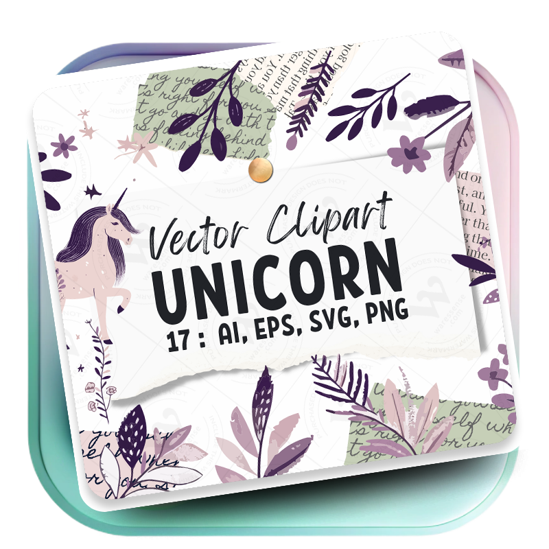 Minimalist Unicorn Clipart Pack, 17 Cute Vector Unicorns, PNG 300 DPI, SVG, AI, EPS Source Files Instant Download
