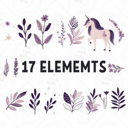 Minimalist Unicorn Clipart Pack, 17 Cute Vector Unicorns, PNG 300 DPI, SVG, AI, EPS Source Files Instant Download