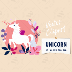 Minimalist Unicorn Clipart Pack, 10 Cute Vector Unicorns, PNG 300 DPI, SVG, AI, EPS Source Files Instant Download