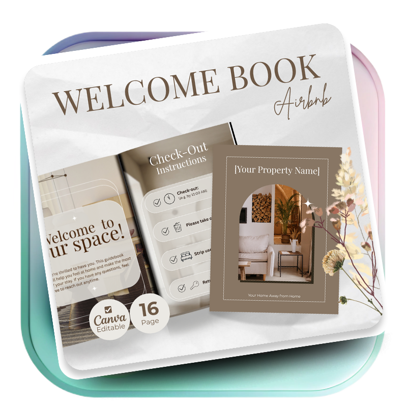 Airbnb Welcome Book Canva Template Editable Host Binder Printable House Manual Guide Vacation Rental Guest Packet