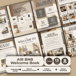 Airbnb Welcome Book Canva Template Editable Host Binder Printable House Manual Guide Vacation Rental Guest Packet