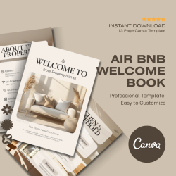 Airbnb Welcome Book Canva Template Editable Host Binder Printable House Manual Guide Vacation Rental Guest Packet