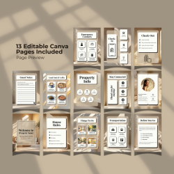 Airbnb Welcome Book Canva Template Editable Host Binder Printable House Manual Guide Vacation Rental Guest Packet