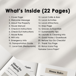 Airbnb Welcome Book Canva Template Editable Host Binder Printable House Manual Guide Vacation Rental Guest Packet