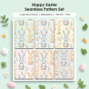 Happy Easter Seamless Pattern Set – 6 Pastel Digital Papers – Cute Bunny & Egg Patterns – 4000x4000 px, 300 DPI, PNG