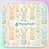 Happy Easter Seamless Pattern Set – 6 Pastel Digital Papers – Cute Bunny & Egg Patterns – 4000x4000 px, 300 DPI, PNG