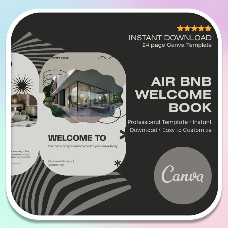Airbnb Welcome Book Canva Template Editable Host Binder Printable House Manual Guide Vacation Rental Guest Packet