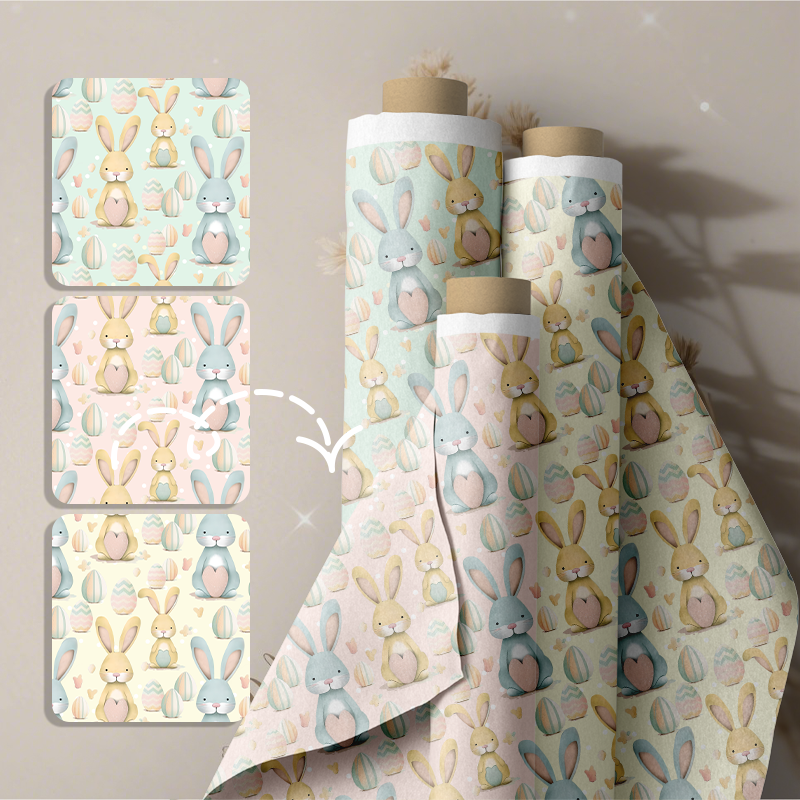 6 Happy Easter Seamless Pattern Set – Pastel Digital Papers – Cute Bunny & Egg Patterns – 4000x4000 px, 300 DPI, PNG