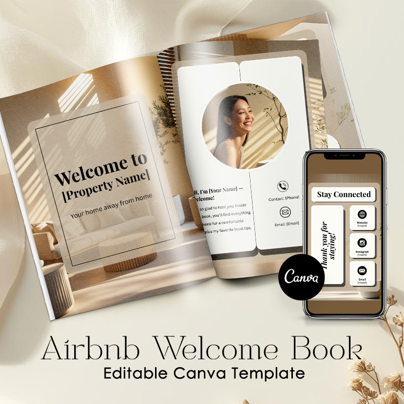 Airbnb Welcome Book Canva Template Editable Host Binder Printable House Manual Guide Vacation Rental Guest Packet